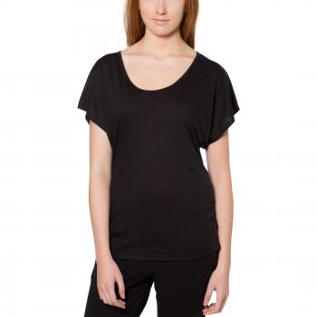 Ultrasport Camiseta de Yoga para Mujer Light Action - Camiseta Suelta de Mujer con Cuello Redondo Camiseta Deportiva de Mujer Holgada con Manga Corta, Negro, S