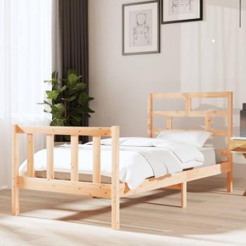 Estructura de cama madera maciza de pino 90x190 cm