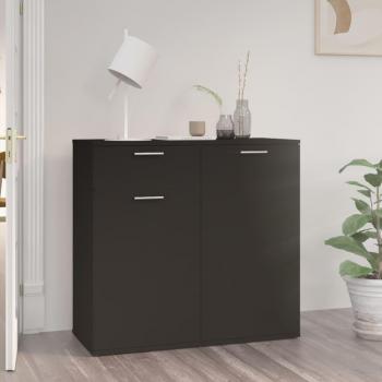 Aparador de madera contrachapada y aglomerado negro 80x36x75 cm, Mueble de Almacenaje de Salón, Buffet Moderno, Armario Auxiliar, Armario de Almacenamiento