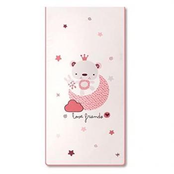 Pirulos 26012314 - Edredón, protector y cojín, diseño love friends, 72 x 142 cm, color blanco y rosa