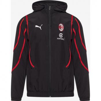 Chaqueta prepartido Milan AC 2024/25 - Puma, chaqueta de entrenamiento, diseño oficial del club, color rojo y negro, tejido ligero y transpirable, logotipo bordado del Milan AC en el pecho, cierre con cre