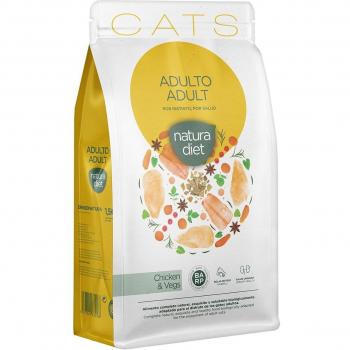Natura Diet Cat Adult Chicken 1.5 kg - Alimento completo y equilibrado para gatos adultos con sabor a pollo