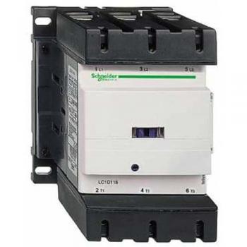 Contactor Schneider Electric TeSys D LC1D115FE7, 3 polos, 3 contactos normalmente abiertos (NA), corriente nominal de 115A, bobina de 115V AC, frecuencia de 50/60Hz, capacidad