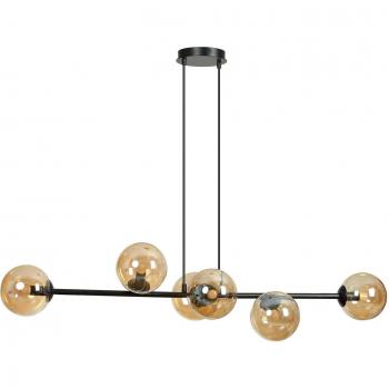 Lámpara colgante EMIBIG LIGHTING Glassy, 6 luces, color negro y ámbar, con pantallas de cristal, longitud de 110 cm