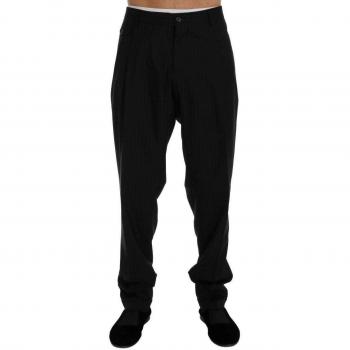 Dolce & Gabbana Blue Striped Wool Stretch Pants - IT54 | XXL, Suit Trousers, male, Blue, Size: 2XL, Blue Striped Straight Fit Dress Trousers