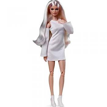 Muñeca Barbie movimiento sin límites pelo rubio platino vestido blanco Mattel GXB28