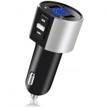 Transmisor FM Bluetooth, Comsoon Bluetooth Coche Radio Inalámbrico Mp3 Player Adaptador de Radio con Doble Puerto USB Car Charger Manos Libres & Mini LED Display para iPhone Samsung y más Smartphones