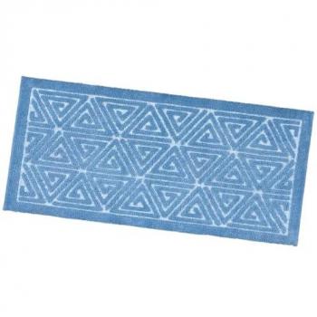 Alfombra de Baño Antideslizante 65x150 cm Suave Algodón Puro Color Sólido Azul Greca