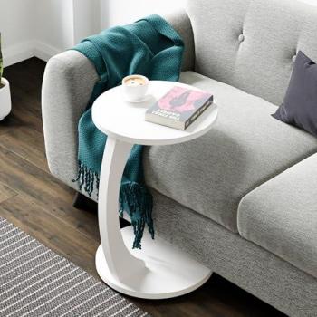 Mesa auxiliar Holeby redonda con 4 ruedas 56 x Ø 38 cm - Blanco