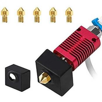 CREALITY Ender 3 Hotend MK8 - Kit de aspersor montado para el termo de aluminio con botas de silicona y boquilla extra de 0,4 mm * 5 para impresoras 3D Ender-3/Ender-3s/Ender-3 Pro