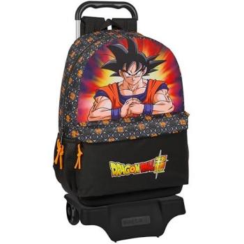Mochila con Ruedas de Carro Dragon Ball - Ideal para Niños de Diferentes Edades, Cómoda y Versátil, Calidad y Resistencia, Dimensiones 30x14x46 cm, Color Negro