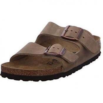Sandalias Birkenstock Arizona de Cuero Efecto Aceitado en Color Tabaco Marrón