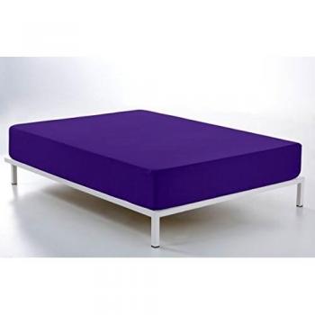 ESTELA - Sábana Bajera Ajustable Combi Color Lila - Cama de 180 cm. - 50% Algodón / 50% Poliéster - 144 Hilos