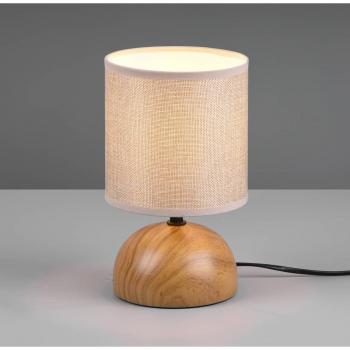 Lámpara de mesa Luci con efecto madera, pantalla beige