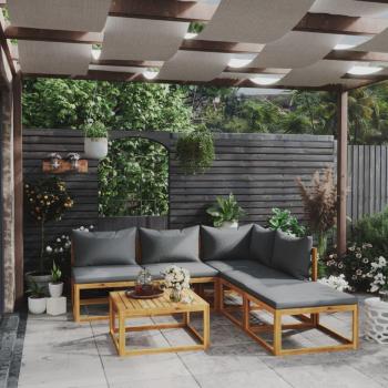 6-Piece Solid Acacia Wood Garden Lounge Set with Cushions