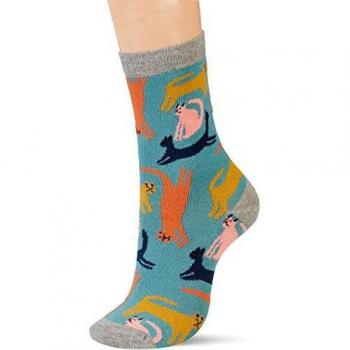 John Frank Women's Petrol Printed Socks Blue