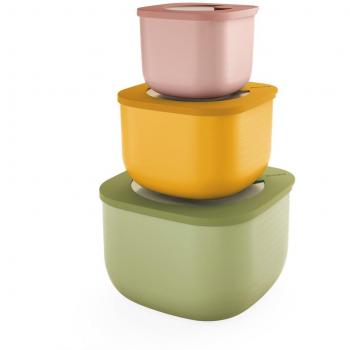 Set de 3 Contenedores Herméticos Bajos Guzzini - Multicolor - Almacenamiento de Alimentos