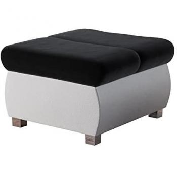 Puf Reposapiés Comfivo 142, 60x60x39cm, Cuero Ecológico + Tapiz Soft 017 y Magic Velvet 2219, Patas de Metal