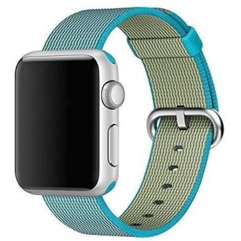 Cuitan Correa para 38mm Apple Watch, Trenzado de Nylon Correa de Reloj con Acero Inoxidable Adaptador Reemplazo Banda de Muñeca Watchband Wristband Watch Band Strap para 38mm Apple Watch/Sport/Edition - Azul claro