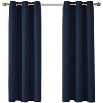 Deconovo Cortinas Opacas de Dormitorio Moderno Suave para Ventanas de Habitación Juvenil con Ojales 2 Piezas 107 x 160 cm Azul Marino