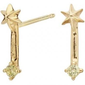 Pendientes doble luz de plata chapado en oro con peridoto