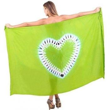 La corbata tinte lila mano playa corazón dulce de la falda del bikini cubierta verde hasta 78x43 pulgadas