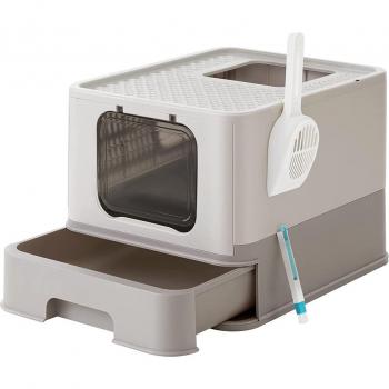 Feandrea Arenero para Gatos, Caja Arena con Bandeja Extraíble, Pala, Cepillo, Espacioso para Gatos Grandes, Carga de 15 kg, Antifiltración, Antiescapes,