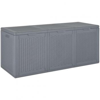 vidaXL Garden Storage Box Grey PP Rattan 270 L