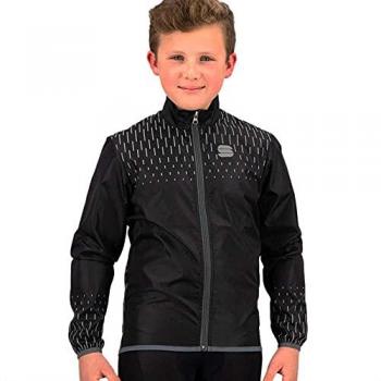 Chaqueta de ciclismo para niños Sportful Reflex cortavientos negra y gris, talla 8