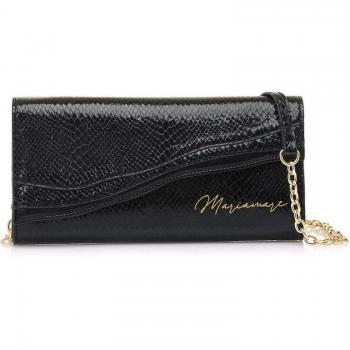 Bolso de Mano Mariamare Wavy Negro con Cierre de Solapa y Grabado Animal Print Multiposición