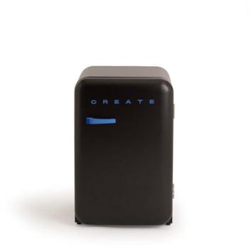 Frigorífico Mini Retro 107L Negro/Azul Cobalto bajo consumo con 2 estantes y regulador de temperatura