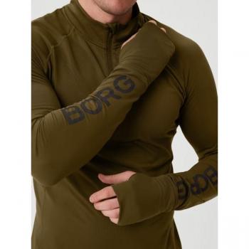 Björn Borg Midlayer Half Zip Long Sleeve Men Khaki, Size L