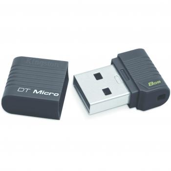 Kingston Technology Micro DataTraveler, 8 GB, USB 2.0, cap, Negro, 25.6 mm, 16.7 mm