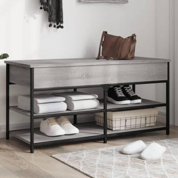 Banco zapatero Sonoma gris de madera multicapa 100x42,5x50 cm