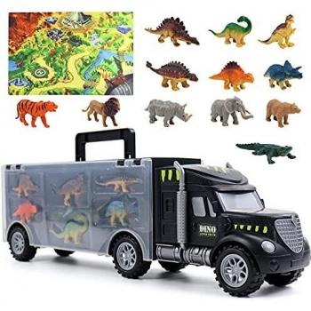Dinosaurios Juguetes Camión Coches de Juguete para Niños con 12 Piezas Animales Dinosaurios Figuras Tapete de Dinosaurio World Juegos Educativos Regalo Juguetes Niños Niñas 3 4 5 6 Años