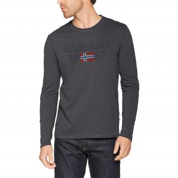 Napapijri Solin, Camisa Manga Larga para Hombre, Gris