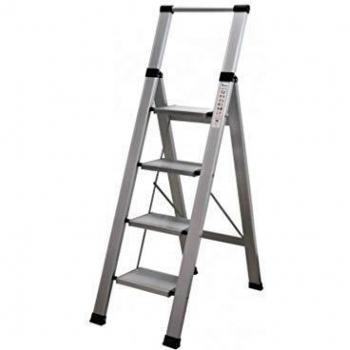 Homelux 710027 Escalera Domestica Plana, Aluminio, 4 Peldaños