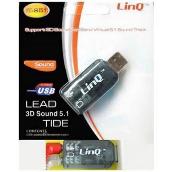 Tarjeta de Sonido USB Externa 5.1 con 2x Jack de 3,5mm para Audio y Micrófono - Color Negro