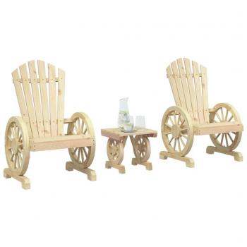 vidaXL 3 Piece Solid Fir Wood Garden Lounge Set
