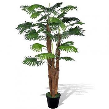 vidaXL Palmera Fan Artificial Aspecto Natural En Maceta, 180 cm Decorativo