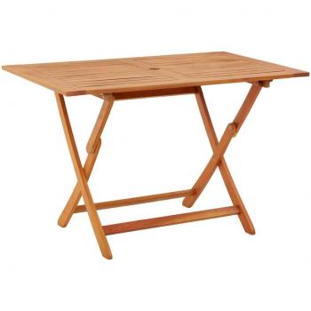 Mesa de jardín plegable de madera maciza de eucalipto 120x70x75 cm color marrón