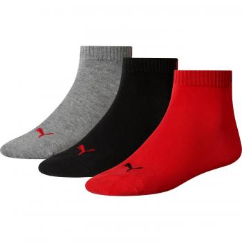 Puma Unisex Quarter Plain Socks Tripack (Black/Gray/Red) 43-46