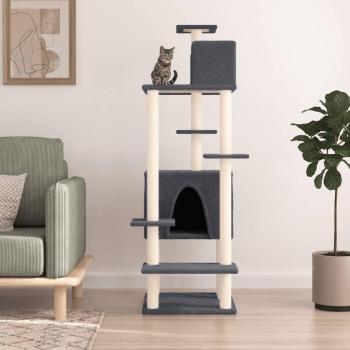 Rascador para gatos árbol con postes de sisal gris oscuro 154 cm