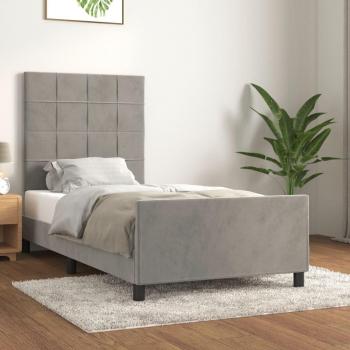 Estructura de cama con cabecero terciopelo gris claro 90x190 cm vidaXL