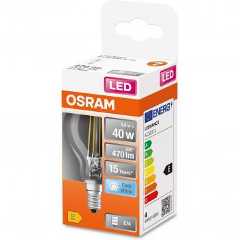 Osram Retrofit LED E14 Esférica con Filamento Clara 4W 470lm - 840 Blanco Frío