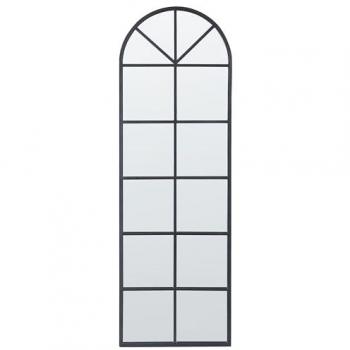 Espejo de Pared Moderno de Metal Negro 40 x 120 cm con Forma de Ventana Brouage