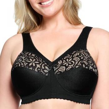 Glamorise MagicLift Cotton Support Bra - Black Wireless Bra for Women