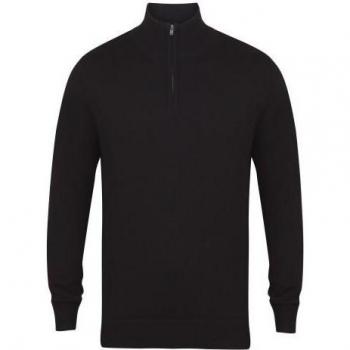 Henbury Jersey de Manga Larga con Cremallera 1/4 para Hombre HB729