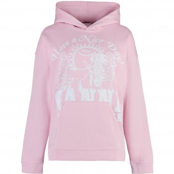 Ganni Women's Organic Cotton Hoodie in Pink | Size XXS/2XS | Color 872