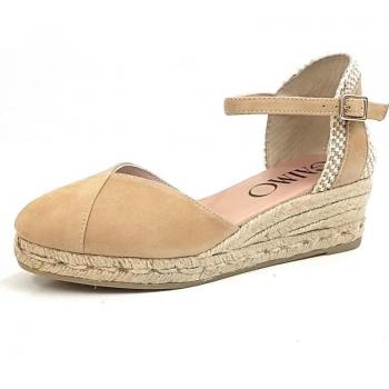 Zapatos Lonas Gaimo modelo Copita mujer color beig, Sandalias GAIMO Espartena nobuk cuna yute suela goma ante camello